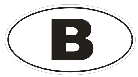 B Belgium Country Code Oval Bumper Sticker or Helmet Sticker D890 Euro Oval - Winter Park Products