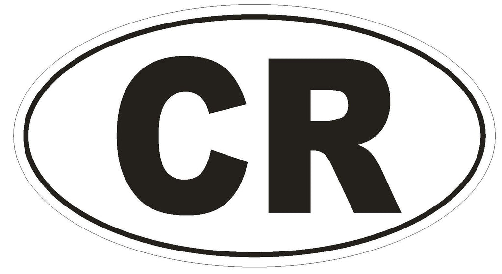 CR Costa Rica Country Code Oval Bumper Sticker or Helmet Sticker D895 - Winter Park Products