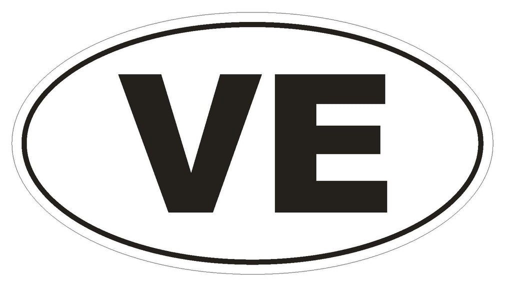 VE Venezuela Country Code Oval Bumper Sticker or Helmet Sticker D1075 - Winter Park Products