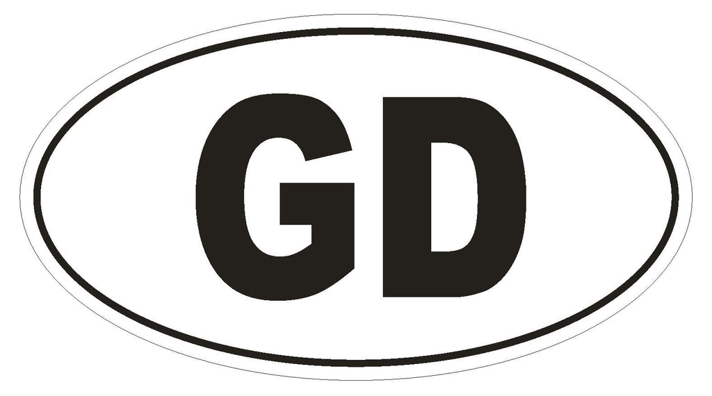 GD Grenada Country Code Oval Bumper Sticker or Helmet Sticker D1002 - Winter Park Products