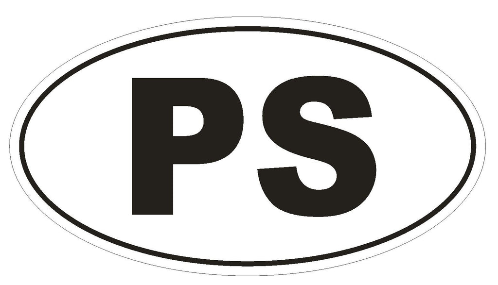 PS Palestinian Territory Country Code Oval Bumper or Helmet Sticker D1068 - Winter Park Products
