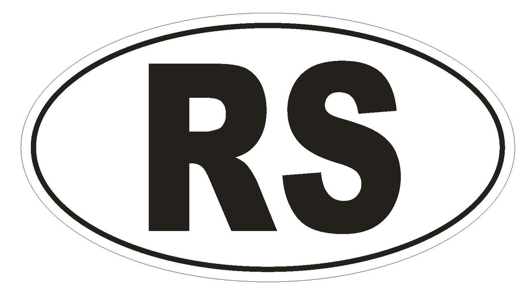 RS Serbia Country Code Oval Bumper Sticker or Helmet Sticker D1020 - Winter Park Products