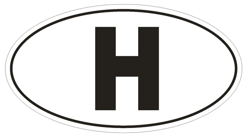 H Hungary Country Code Oval Bumper Sticker or Helmet Sticker D963 - Winter Park Products