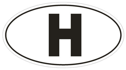H Hungary Country Code Oval Bumper Sticker or Helmet Sticker D963 - Winter Park Products