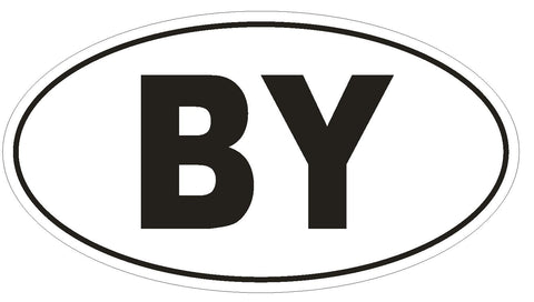 BY Belarus Country Code Oval Bumper Sticker or Helmet Sticker D976 - Winter Park Products