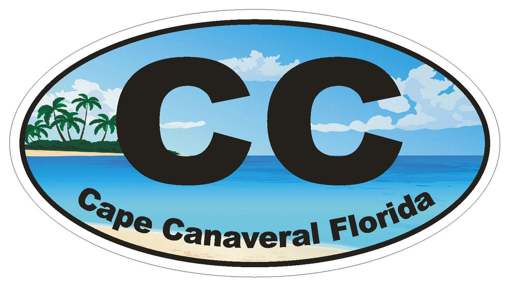 Cape Canaveral Florida Oval Bumper Sticker or Helmet Sticker D1138 - Winter Park Products
