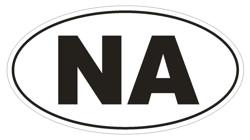 NA Namibia Country Code Oval Bumper Sticker or Helmet Sticker D1058 - Winter Park Products