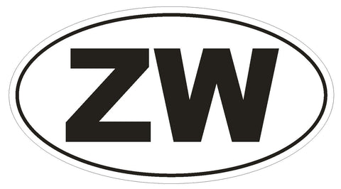 ZW Zimbabwe Country Code Oval Bumper Sticker or Helmet Sticker D1080 - Winter Park Products