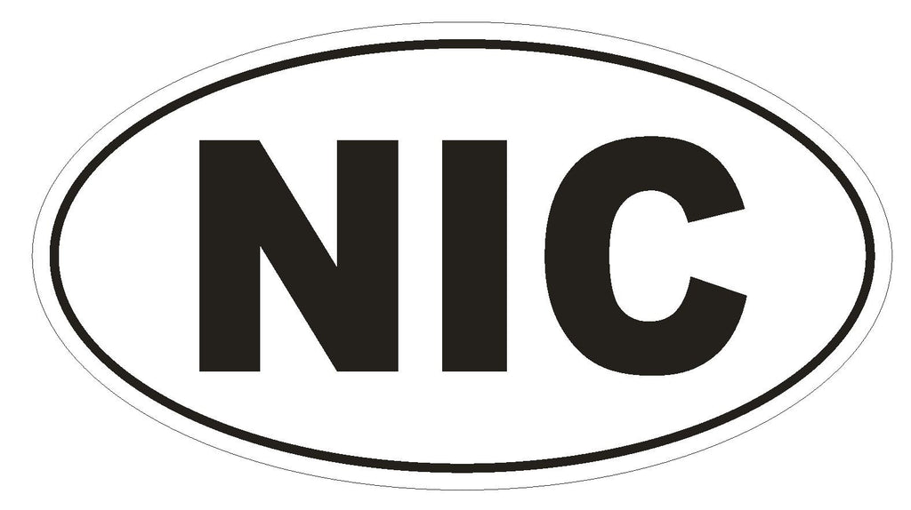 NIC Nicaragua Country Code Oval Bumper Sticker or Helmet Sticker D993 - Winter Park Products