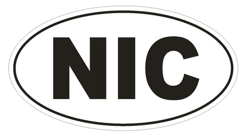 NIC Nicaragua Country Code Oval Bumper Sticker or Helmet Sticker D993 - Winter Park Products
