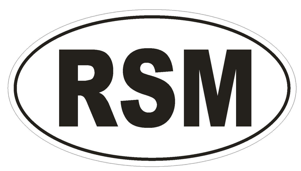 RSM San Marino Country Code Oval Bumper Sticker or Helmet Sticker D1011 - Winter Park Products