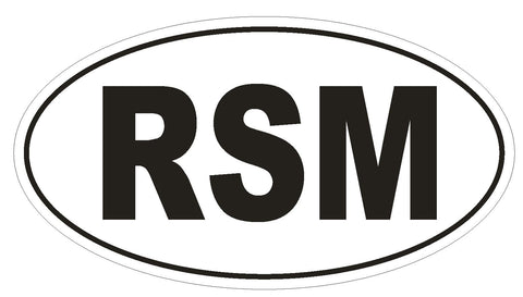 RSM San Marino Country Code Oval Bumper Sticker or Helmet Sticker D1011 - Winter Park Products