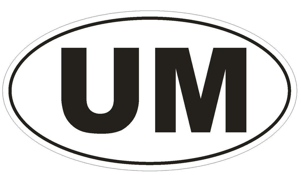 UM US Minor Outlying Islands Country Code Oval Bumper or Helmet Sticker D1071 - Winter Park Products