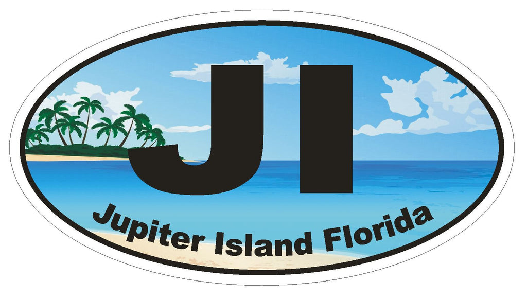 Jupiter Island Florida Oval Bumper Sticker or Helmet Sticker D1148 - Winter Park Products