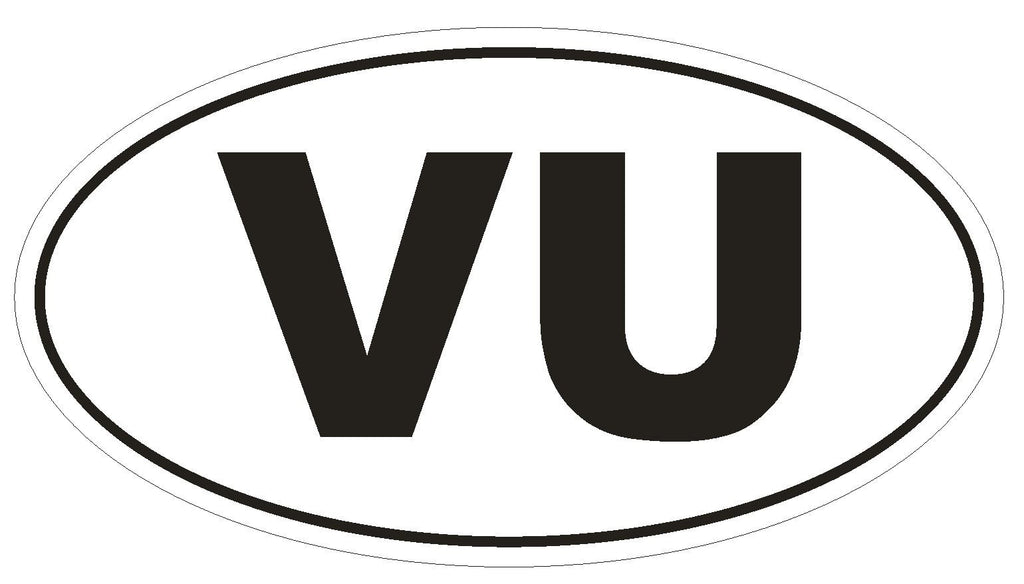 VU Vanuatu Country Code Oval Bumper Sticker or Helmet Sticker D1074 - Winter Park Products
