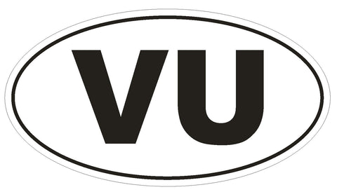 VU Vanuatu Country Code Oval Bumper Sticker or Helmet Sticker D1074 - Winter Park Products