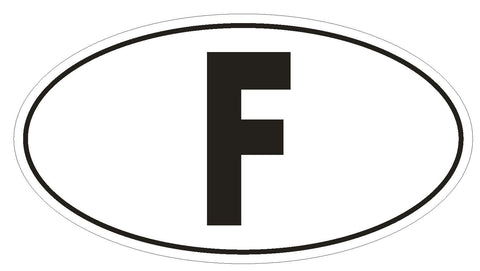 F France Country Code Oval Bumper Sticker or Helmet Sticker D954 Paris - Winter Park Products