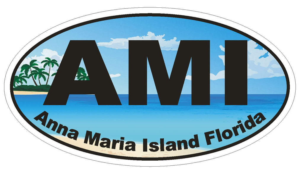 Anna Maria Island Florida Oval Bumper Sticker or Helmet Sticker D1132 - Winter Park Products