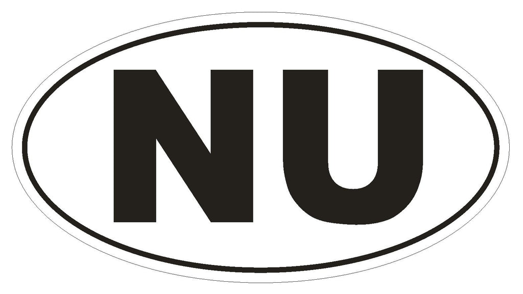 NU Niue Country Code Oval Bumper Sticker or Helmet Sticker D1063 - Winter Park Products