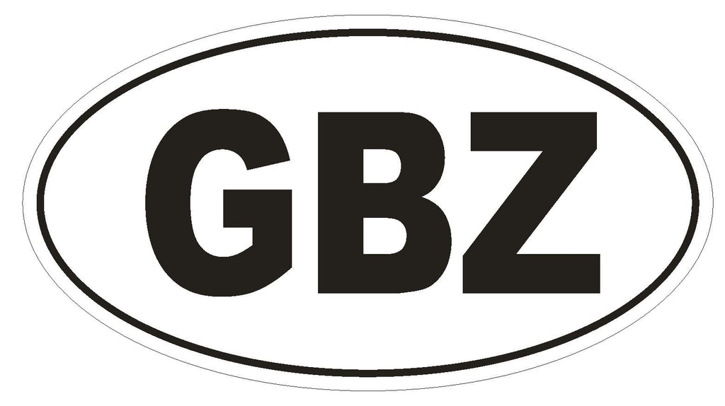 GBZ Gibraltar Country Code Oval Bumper Sticker or Helmet Sticker D974 - Winter Park Products