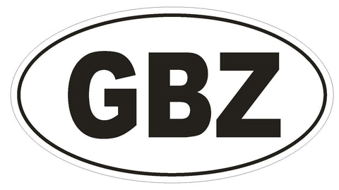 GBZ Gibraltar Country Code Oval Bumper Sticker or Helmet Sticker D974 - Winter Park Products