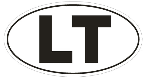 LT Lithuania Country Code Oval Bumper Sticker or Helmet Sticker D916 - Winter Park Products