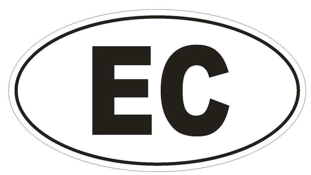 EC Ecuador Country Code Oval Bumper Sticker or Helmet Sticker D977 - Winter Park Products