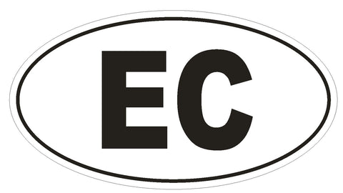 EC Ecuador Country Code Oval Bumper Sticker or Helmet Sticker D977 - Winter Park Products