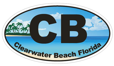 CB Clearwater Beach Florida Oval Bumper Sticker or Helmet Sticker D1130 - Winter Park Products
