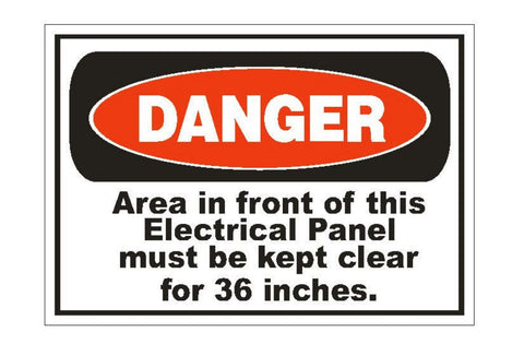 Danger Keep Area Clear Electrical Sticker Safety Sign Decal Electrician D867 - Winter Park Products