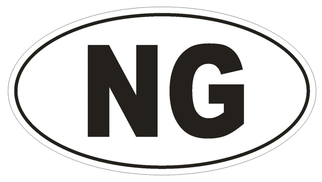 NG Nigeria Country Code Oval Bumper Sticker or Helmet Sticker D978 - Winter Park Products