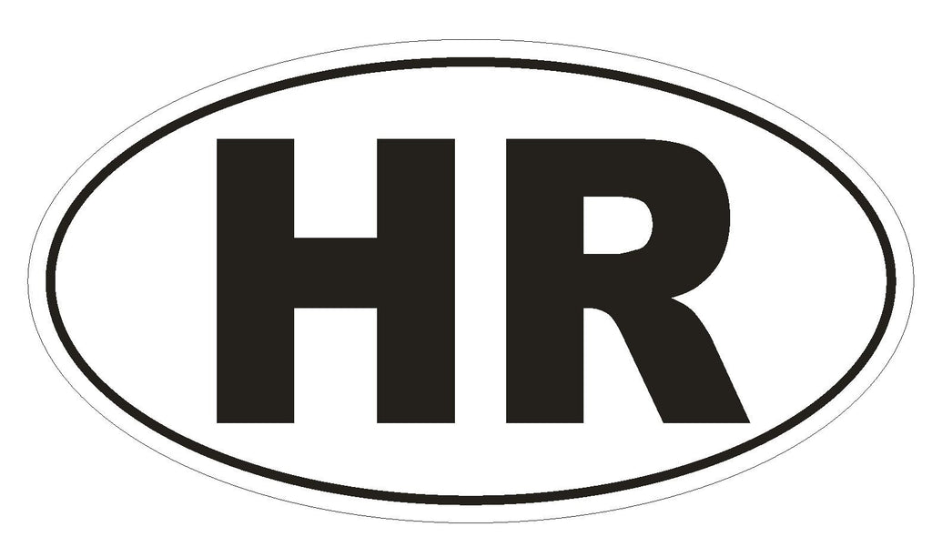 HR Croatia Country Code Oval Bumper Sticker or Helmet Sticker D904 Hrvatska - Winter Park Products