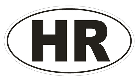 HR Croatia Country Code Oval Bumper Sticker or Helmet Sticker D904 Hrvatska - Winter Park Products