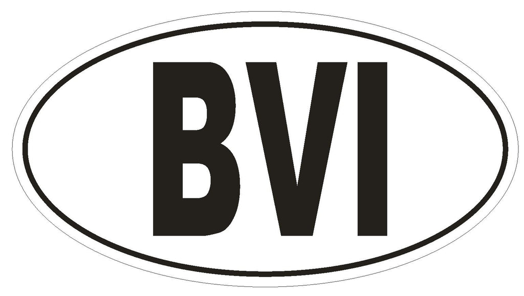 BVI British Virgin Islands Country Code Oval Bumper or Helmet Sticker D910 - Winter Park Products