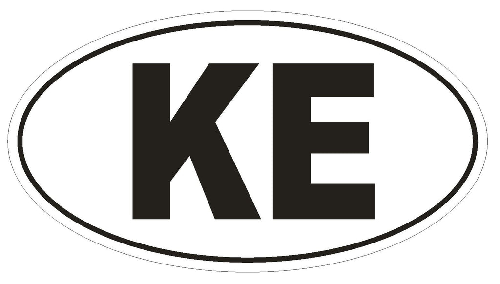 KE Kenya Country Code Oval Bumper Sticker or Helmet Sticker D1036 - Winter Park Products