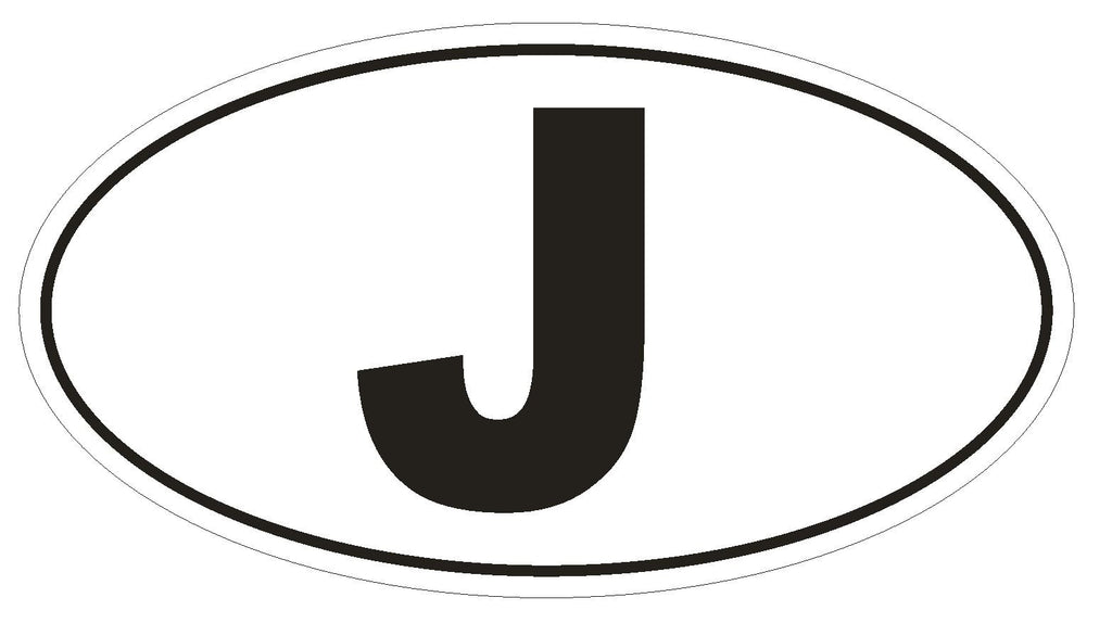 J Japan Country Code Oval Bumper Sticker or Helmet Sticker D997 - Winter Park Products