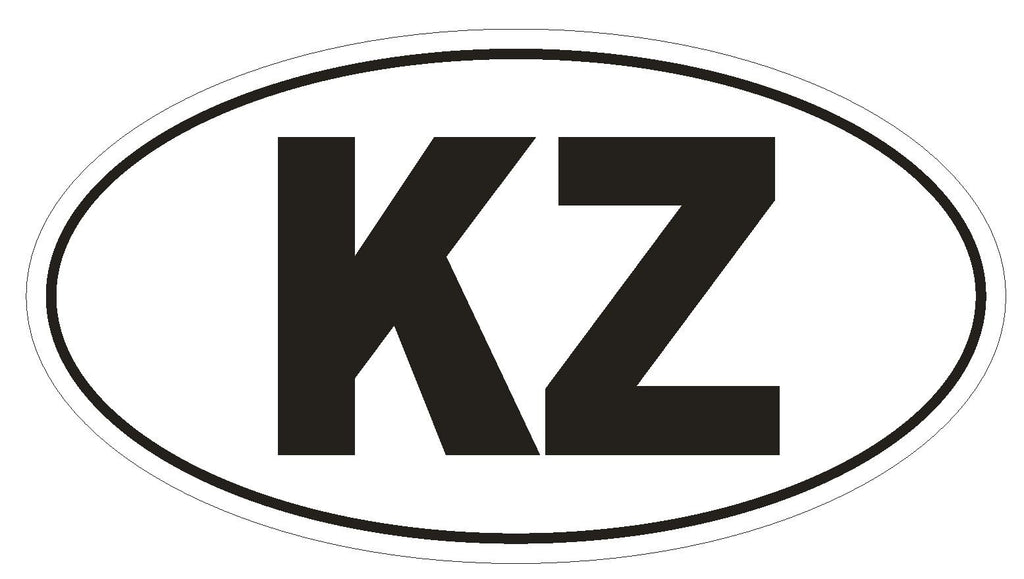 KZ Kazakhstan Country Code Oval Bumper Sticker or Helmet Sticker D1035 - Winter Park Products