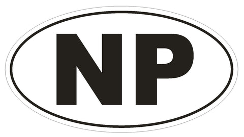 NP Nepal Country Code Oval Bumper Sticker or Helmet Sticker D1060 - Winter Park Products