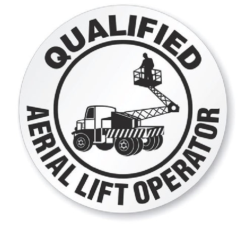 Qualified Aerial Lift Operator Hard Hat Decal Hardhat Sticker Helmet Label H207 - Winter Park Products