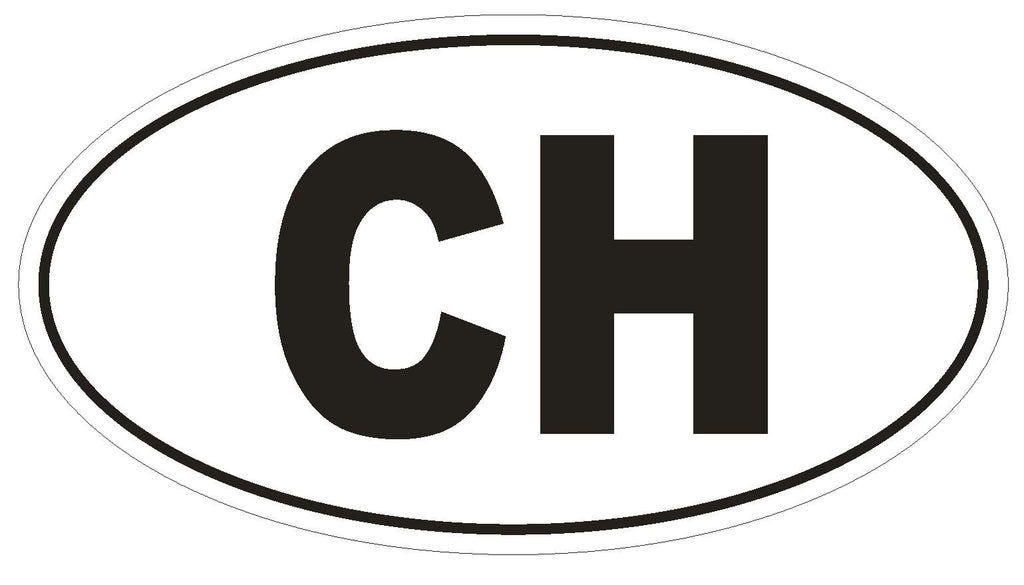 CH Switzerland Country Code Oval Bumper Sticker or Helmet Sticker D966 Swiss - Winter Park Products
