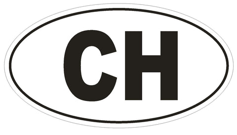 CH Switzerland Country Code Oval Bumper Sticker or Helmet Sticker D966 Swiss - Winter Park Products