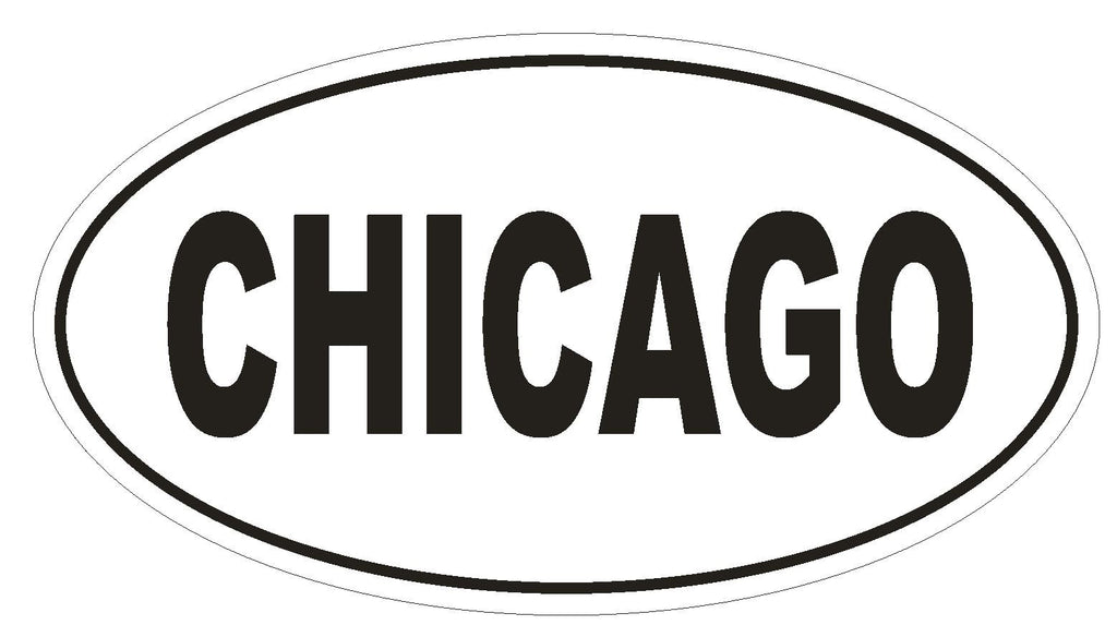 Chicago Oval Bumper Sticker or Helmet Sticker D901 - Winter Park Products