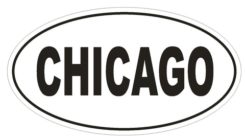 Chicago Oval Bumper Sticker or Helmet Sticker D901 - Winter Park Products
