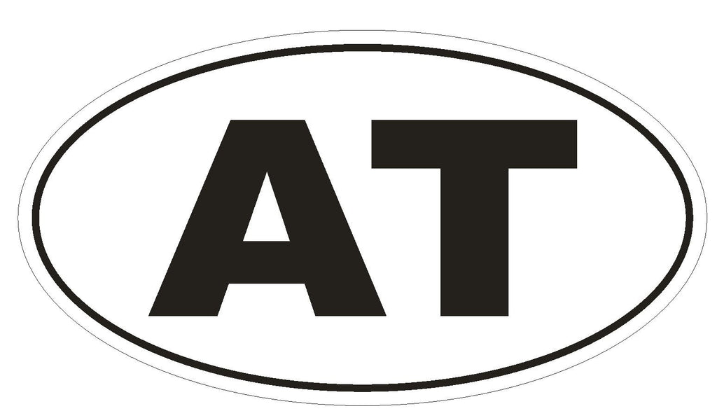 AT Austria Country Code Oval Bumper Sticker or Helmet Sticker D935 - Winter Park Products
