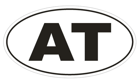AT Austria Country Code Oval Bumper Sticker or Helmet Sticker D935 - Winter Park Products