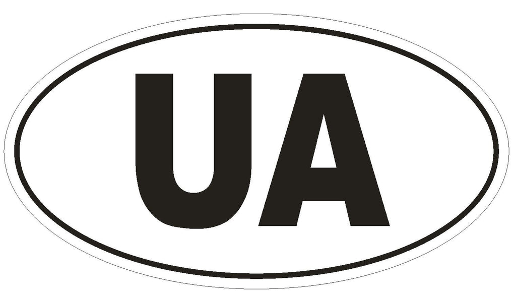 UA Ukraine Country Code Oval Bumper Sticker or Helmet Sticker D967 - Winter Park Products