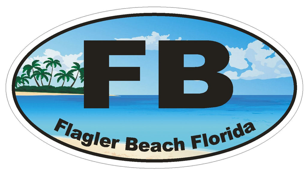 Flagler Beach Florida Oval Bumper Sticker or Helmet Sticker D1144 - Winter Park Products