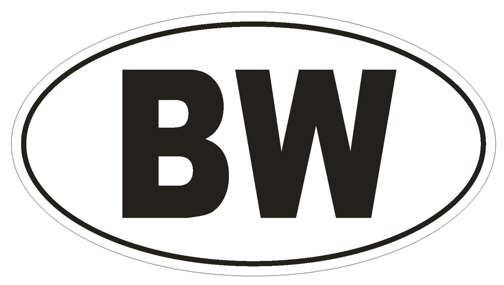 BW Botswana Country Code Oval Bumper Sticker or Helmet Sticker D1014 - Winter Park Products