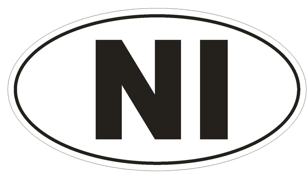 NI Nicaragua Country Code Oval Bumper Sticker or Helmet Sticker D994 - Winter Park Products