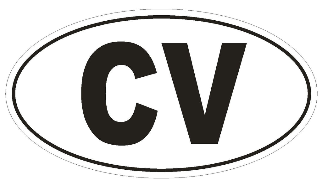 CV Cape Verde Country Code Oval Bumper Sticker or Helmet Sticker D1034 - Winter Park Products